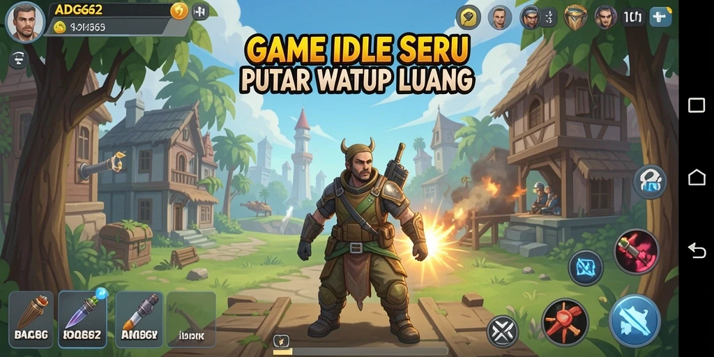 Tampilan gameplay utama ADG62 yang menarik dengan elemen Idle.