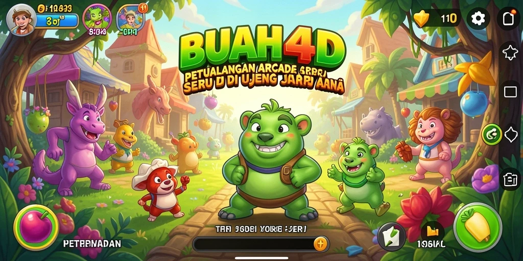 Tampilan gameplay BUAH4D dengan buah-buahan berwarna-warni yang menantang.