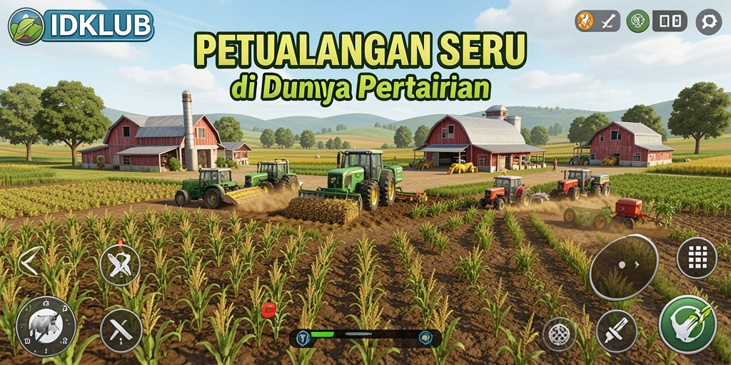 Tampilan gameplay IDKLUB yang menampilkan lahan pertanian yang subur.