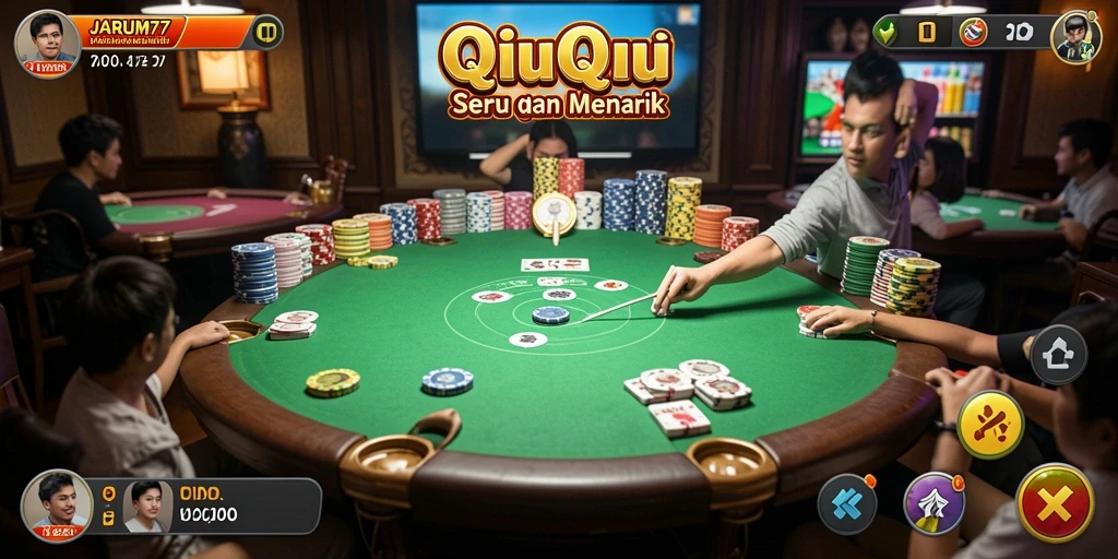Tampilan menarik dari gameplay QiuQiu di JARUM77 yang menegangkan.