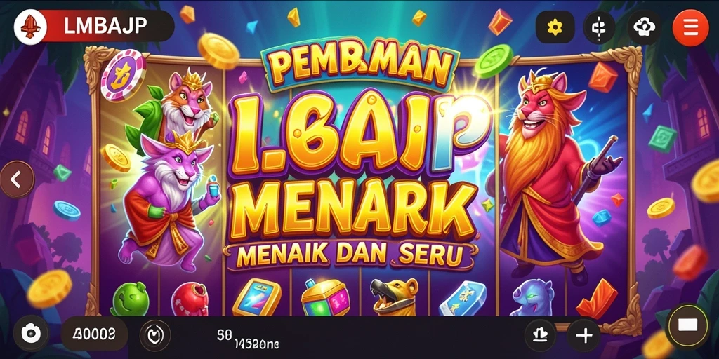 Screenshot gameplay LMBAJP yang menarik menampilkan mesin Slot berputar.