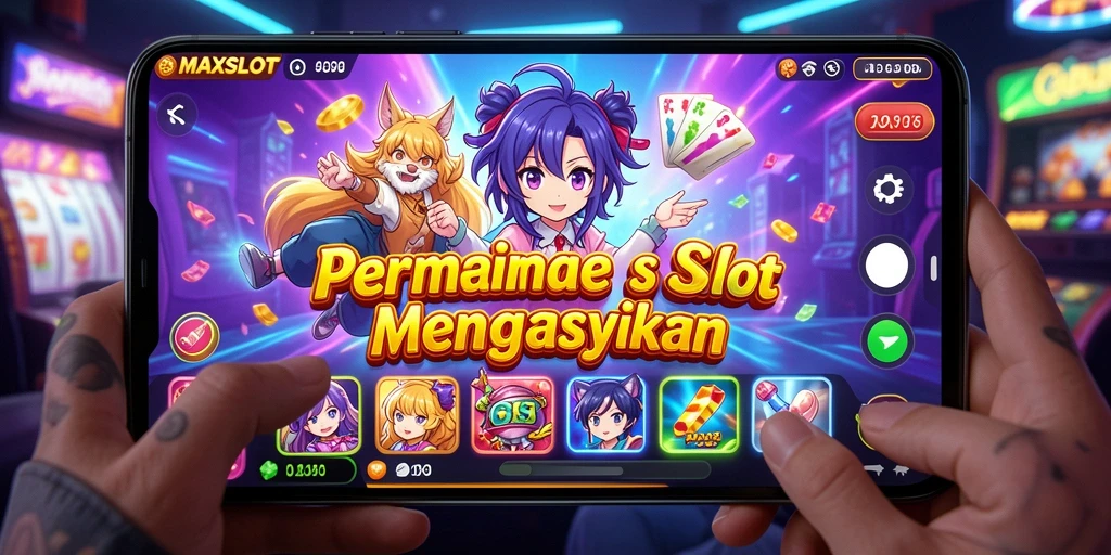 Tangkapan layar utama MAXSLOT menampilkan aksi slot yang mengasyikkan dengan karakter anime.