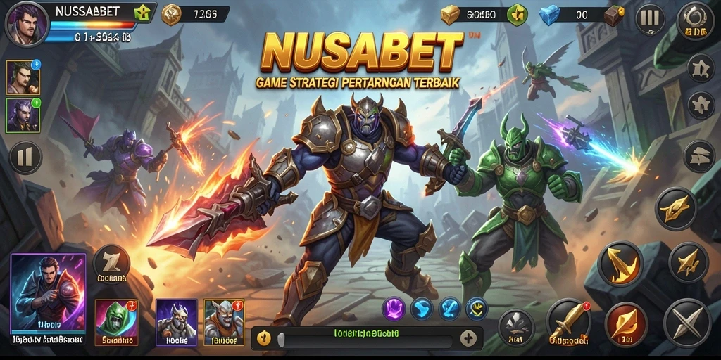 Tangkapan layar utama gameplay NUSABET menunjukkan pertempuran epik dan strategi mendebarkan.