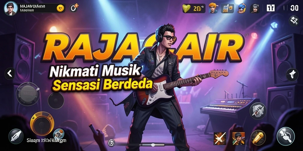 Screenshot RAJACAIR menunjukkan gameplay seru dengan berbagai mode permainan musik.