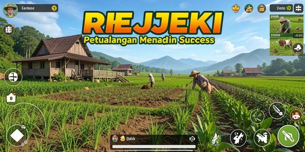 Screenshot gameplay REJEKI yang menampilkan pengelolaan kebun yang menarik.