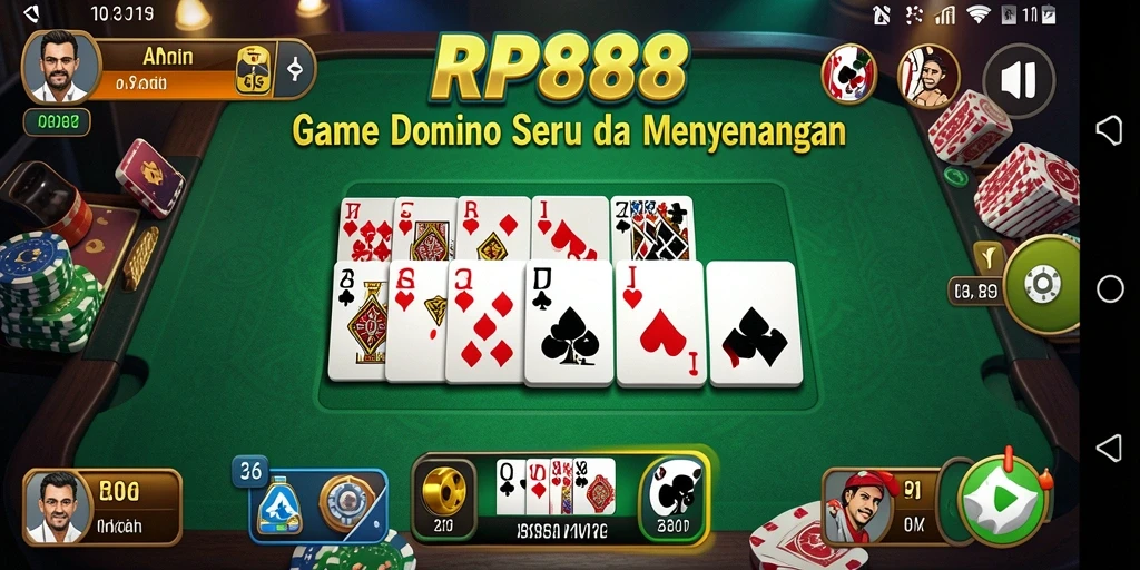 Screenshot gameplay RP888 yang menampilkan permainan Domino yang seru.