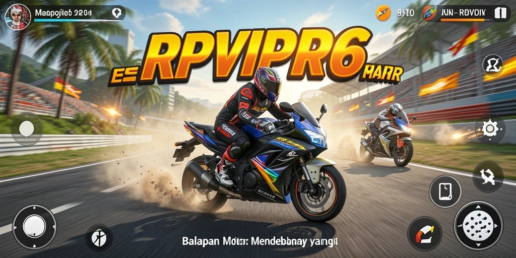 Gameplay seru RPVIP6 dengan balapan motor yang mendebarkan.