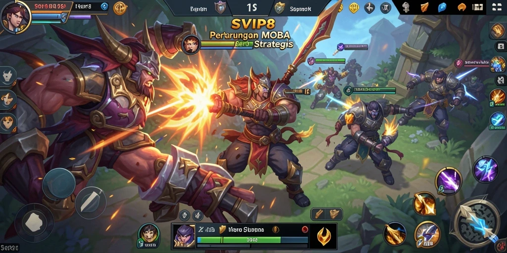 Tampilan gameplay MOBA yang menegangkan dan dinamis.