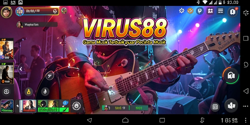 Tampilan utama gameplay VIRUS88 dengan berbagai pilihan lagu.