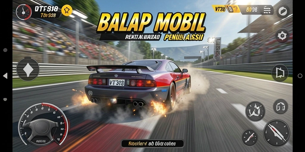 Tampilan gameplay balap mobil yang mendebarkan dan penuh aksi.